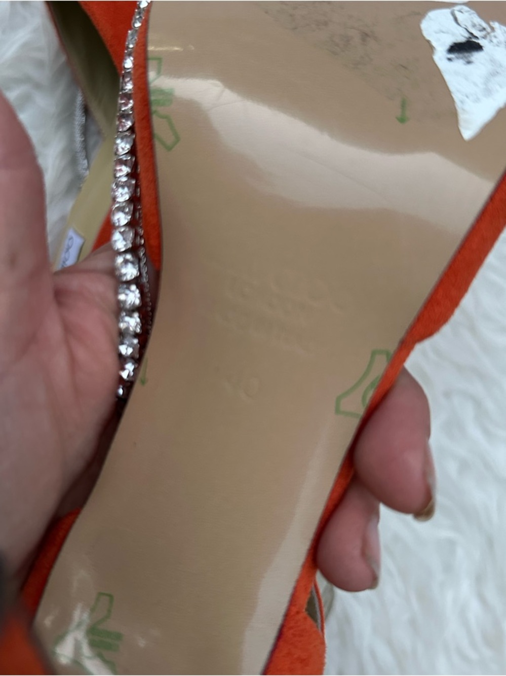 Jimmy Choo Red Suede Crystal-Trim Ankle Strap Pumps, Size 40. - Picture 3 of 6